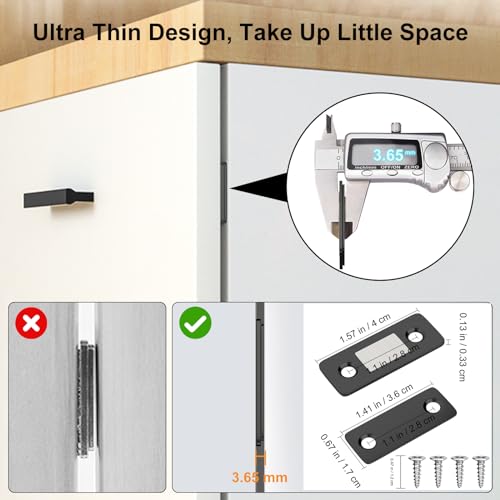 Cabinet Magnetic Catch Jiayi 6 Pack Ultra Thin Cabinet Door Magnets Stick on Drawer Magnets Cabinet Latch Magnetic Closures for Cabinets Kitchen Closet Door Closing Magnetic Door Catch Closer - size: Ultra Thin-6 Pack