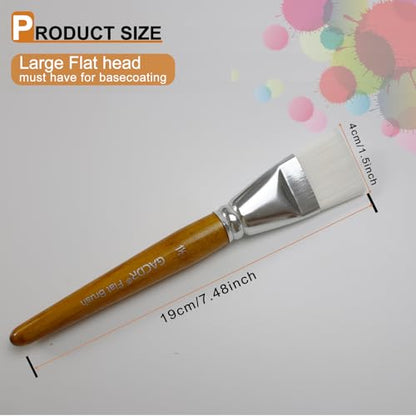 Large Flat Paint Brushes,4 Pcs 1.5 Inch Craft Basecoating PaintBrushes - color: Yellow