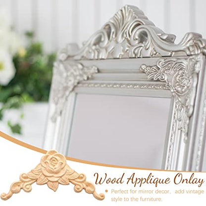Yalikop 5 Pcs Wood Appliques and Onlay for Furniture, Small Size, Flower - color: Flower, size: Small Size