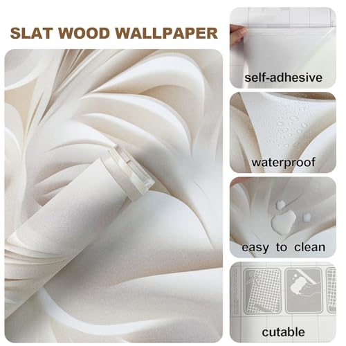 Peel and Stick Wallpaper Beige Brown Abstract Feature Art Deco - color: Cream, size: 17.7" x 393.7"