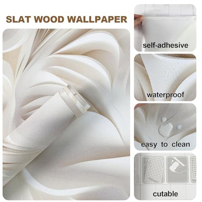 Peel and Stick Wallpaper Beige Brown Abstract Feature Art Deco - color: Cream, size: 17.7" x 393.7"