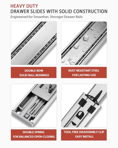 Soft Close Drawer Slides 14 Inch Side Mount Glides 10 Pair, 3-Fold Full Extension Ball Bearing Cabinet Drawer Rails, Heavy Duty Track for Office Desk Drawer Bedroom Nightstand Drawer - size: 14 Inch Drawer Slide
