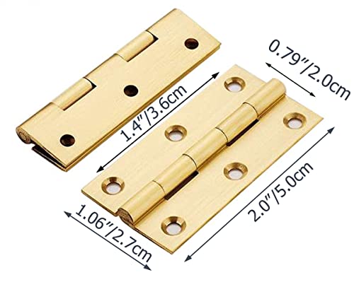 8 Pcs Solid Brass 2" Small Hinges, Jewelry Box Hinges with Screws - size: 2.0 inch