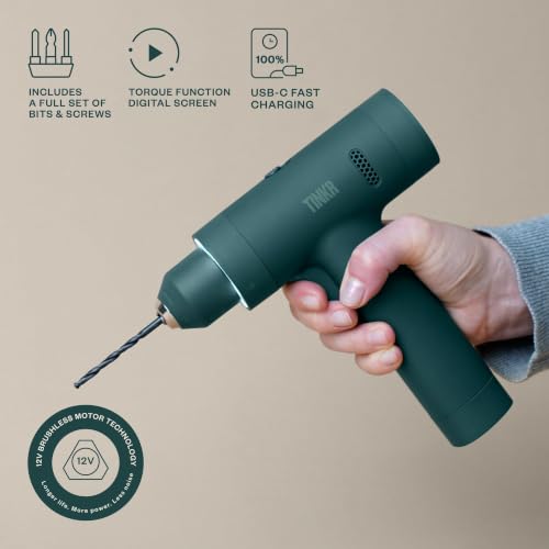TINKR Cordless Brushless Drill 12V - Green - color: Green