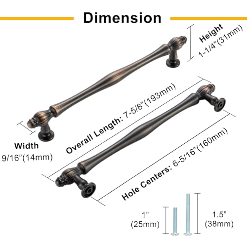 6-1/4 Inch Brushed Nickel Cabinet Pulls Drawer Handle 10 Pack 2510 - color: Brushed Nickel, size: 6-1/4 In Hole Distance