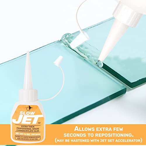 Jet Glue Slow Jet - Thick Industrial Strength CA Glue - Provides Maximum Strength to Laminations - Gap Filler Super Glue - size: .50 oz