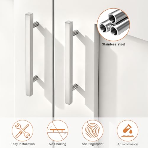 Probrico Brushed Nickel Cabinet Pulls & Handles 5" CC Square 5 Pack - color: Brushed Nickel, size: Hole Center: 128mm(5inch)