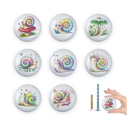 1.5" 8PCS Ceramic Round Cute Fun Unique Cupboard Cabinet Nursery Kids Drawer Dresser Knobs Snail Animal Decorative Drawer Pulls
