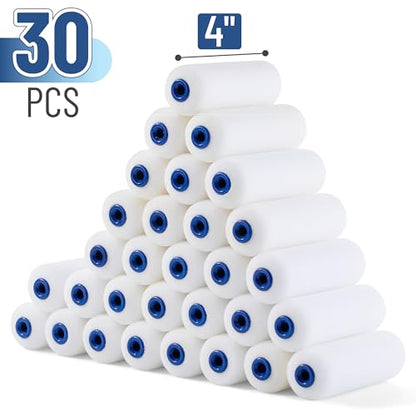 Bates- Foam Paint Roller Covers, 4 Inch, 30 Pack, Bulk High Density