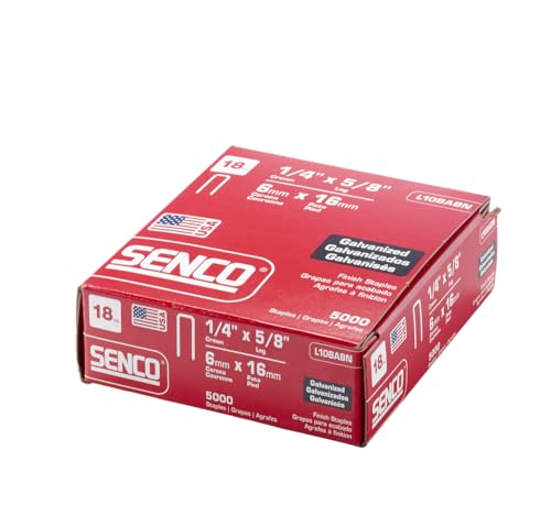 SENCO Collated Medium Wire Staples, Galvanized, 18 GA (L10BABN) 5,000 Box - size: 5,000 ct., style: 1/4 inch