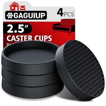 Furniture Coasters, 4PCS 2.5" Furniture Caster Cups for Hardwood Floors - size: 2.5" 4pcs Black