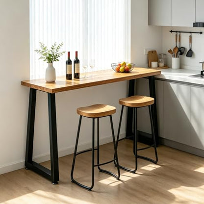 36 Inch Metal Bar Table Legs Trapezoid, Heavy Duty Industrial Style Counter Height Table Legs with Adjustable Feet Pads, DIY Kitchen Island Standing Desk, Set of 2, Black - size: H36" T