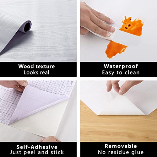Arthome Peel and Stick Wallpaper - White Wood Contact Paper - White Wallpaper - Self-Adhesive, Removable and Waterproof for Cabinet, Countertop (33" x 120") - color: White Wood, size: 33" x 120"