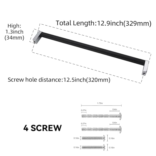 10 Pack 12-5/8 Inch(320mm) Matte Black and Polished Chrome Kitchen Cabinet Handles Knurled Cabinet Pulls Black Drawer Pulls Kitchen Hardware - color: Black And Polished Chrome, size: 12-5/8'' Hole Center(320mm)