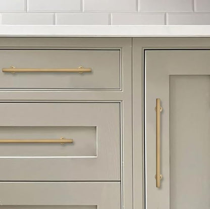 Khtumeware 10 Pack 3 Inch(76mm) Brushed Brass Cabinet Pulls - Kitchen Solid Heavy Duty Brushed Gold Cabinet Hardware for Cupboard Drawer Handles and Dresser Pulls - color: Brushed Brass, size: 3"(76mm) Hole Center