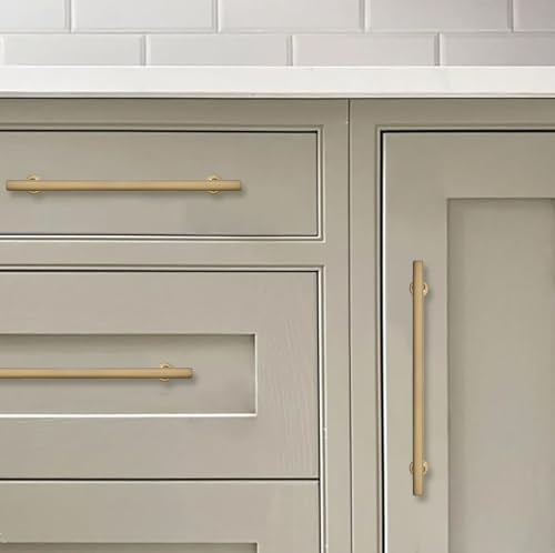 khtumeware 10 Pack 3-3/4 Inch(96mm) Brushed Brass Cabinet Pulls Kitchen Solid Heavy Duty Brushed Gold Cabinet Pulls Kitchen Cabinet Hardware for Cupboard Drawer Handles Dresser Pulls - color: Brushed Brass, size: 3 3/4" Hole Center