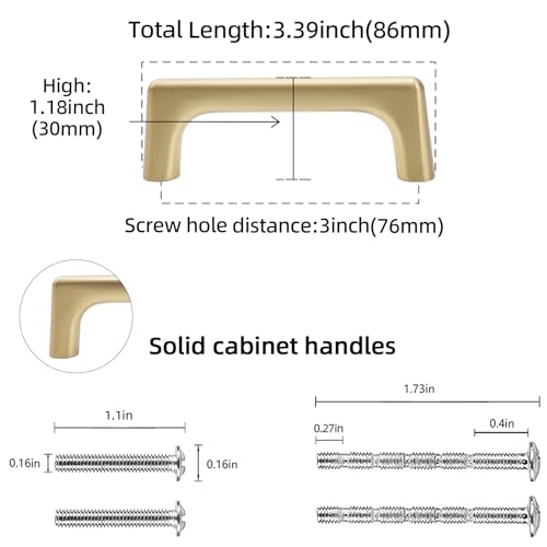 10 Pack 3 inch Champagne Bronze Kitchen Cabinet Handles - color: Champagne Bronze, size: 3 inch Hole Center
