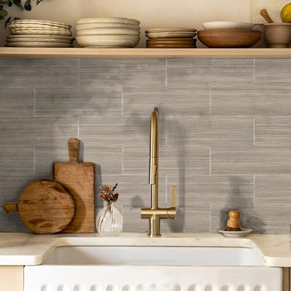 Tile Stickers for Kitchen, 12pcs Wooden Effect Wall Sticker 3D Wall Panels Peel and Stick Wall Tile Backsplash for Bathroom Retro Self Adhesive Waterproof Subway Tiles DIY-4"x12"