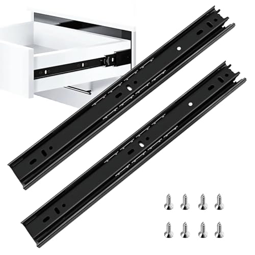 12 Inch Drawer Slide, YAOBVIS 1 Pair Heavy Duty Full Extension Ball Bearing Drawer Runners, Smooth Side Mount Cabinet Rails for Kitchen, Bathroom, Garage and Tool Cabinets - size: 12 Inch