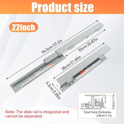 Undermount Drawer Slide Bottom Mount Pull Out Shelf Slides Full Extension - style: 22 Inch Drawer Slides