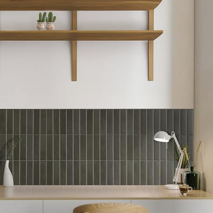 Smart Tiles Peel and Stick backsplash, Stacked Smoke Gray, 11.43"x9" - color: Smoke Gray