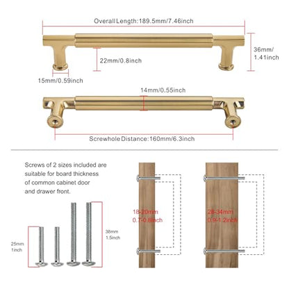 SAILING 10 Pack Cabinet Pulls-6.3 Inch/160mm Kitchen Cabinet Handles Champagne Bronze Cabinet Pulls for Bathroom Dresser Pulls Hardware Cabinet Handles SA10185 - color: Champagne Bronze, size: 6.3"(160mm)Hole Center-10Pcs