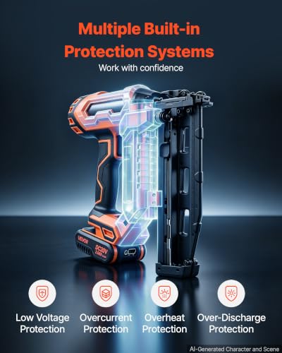 VEVOR Cordless Finish Nailer 20V 16GA Straight Cordless Nailer with Battery - size: 16 Gauge - 1 Battery