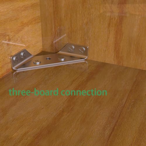 Universal Stainless Steel Furniture Corner Connector Heavy Duty Corner Bracket,8Pcs Angle Brackets Hardware Bracket Silver Metal Corner Braces for Wood with Screws, Shelf Supports Aufuga (8)