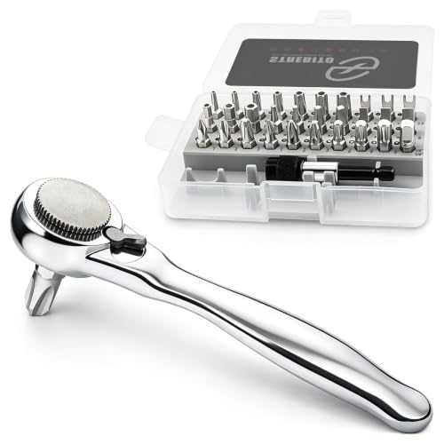 STREBITO Right Angle Screwdriver 32-Piece 1/4 Inch Mini Ratchet Set - color: 32 in 1