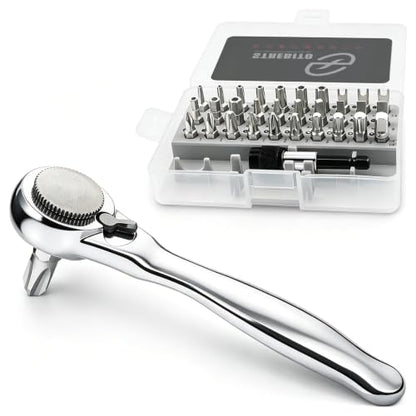 STREBITO Right Angle Screwdriver 32-Piece 1/4 Inch Mini Ratchet Set - color: 32 in 1