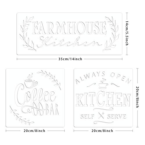10 Set Farmhouse Kitchen Stencil, Homemade Bakery Rustic Sign Painting Stencils for Home Dining Room Wall Decoration Reusable Templates DIY Wood Sign - style: Farmhouse Kitchen