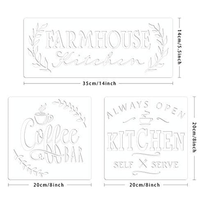 10 Set Farmhouse Kitchen Stencil, Homemade Bakery Rustic Sign Painting Stencils for Home Dining Room Wall Decoration Reusable Templates DIY Wood Sign - style: Farmhouse Kitchen