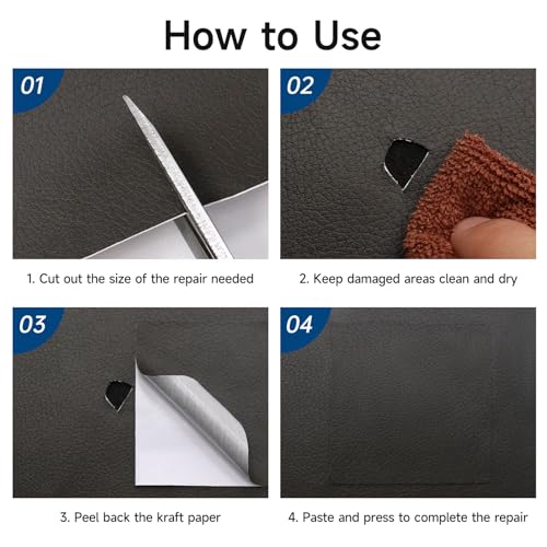 Lifeshoon Leather Repair Patches, Self Adhesive Vinyl for Couches Furniture - color: Dark Grey, size: 3.5X79 inch