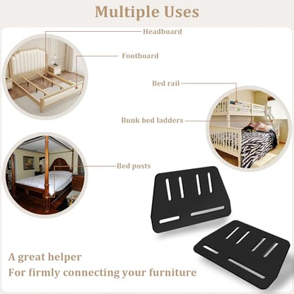 2Pcs Heavy Duty Bed Frame Adapter/Connector Plate for Headboard,Bed Frame Brackets Adapter for Headboard