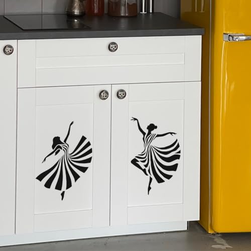 FINGERINSPIRE 4 Pcs Line Dance Figure Painting Stencil with Paintbrush 11.7x8.3inch Reusable Dancers Silhouette Stencil Reusable Plastic Template for Wood Wall Furniture Home Gift Decoration - style: Line Dance Figure