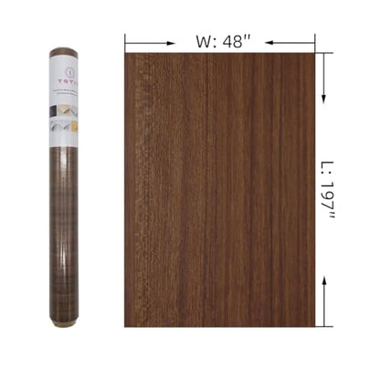 TOTIO 48x197inch Extra Wide Brown Wood Peel and Stick Wallpaper Walnut Textured Contact Paper Warm Brown Wood Grain Vinyl Wrap Matte Thick Waterproof Adhesive Wall Paper Roll Natural Wood Wall Sticker - color: Warm Brown, size: 48" x 197"