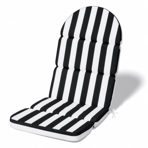 Adirondack Chair Cushion, 50x20 in Outdoor Rocking Seat Pad, 1 Pack - color: Black White Stripe, size: 1 pack