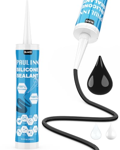 PAULINN Silicone Sealant Black, 100% Silicone Caulk Waterproof for RV, Kitchen, Bath, General Use, Window, Door, Glass, Marine, 10.2 Oz, 1 Pack - color: Black, size: 1 Pack