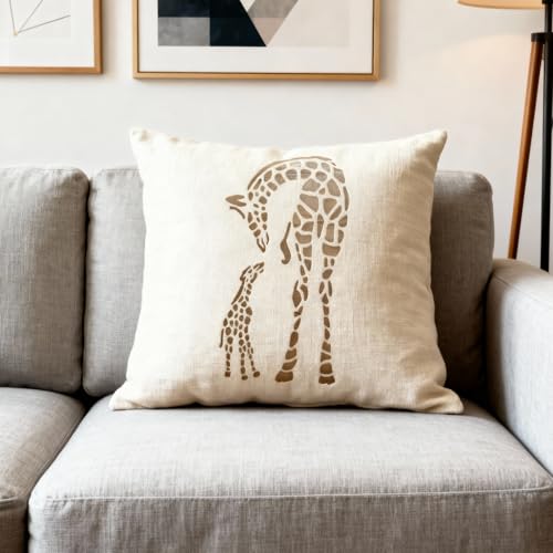 TIAMECH A4 Reusable Mum and Son Giraffe Stencil for Painting - style: Mum and Son Giraffe