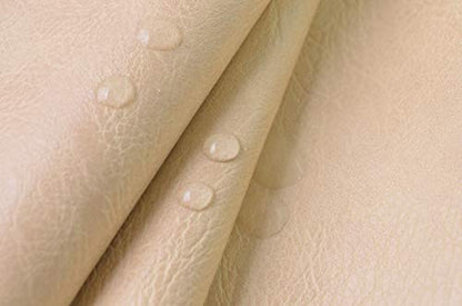 Wento Thick Faux Leather Fabric Soft Skin Grain PU Leather for Furniture Cover Reupholster Sofa Chairs Cushions Vinyl Upholstery (1 Yard, Beige) - color: Beige, size: 1 Yard (54" x 36")