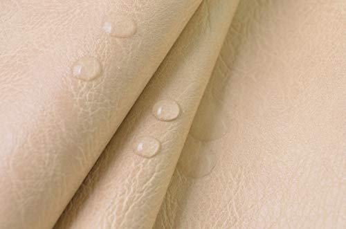 Wento Thick Faux Leather Fabric Soft Skin Grain PU Leather for Furniture Cover Reupholster Sofa Chairs Cushions Vinyl Upholstery (5 Yards, Beige) - color: Beige, size: 5 Yards (54" x 180")