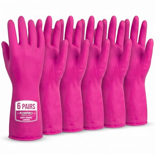 ForPro Premium Natural Rubber Gloves, 6-Pair, Small, Cotton Candy - color: Cotton Candy, size: Small