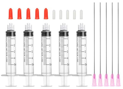 5ml Glue Applicator Syringes with 18G 4 Inch Blunt Tip Long Needles and Cap - size: 5ml