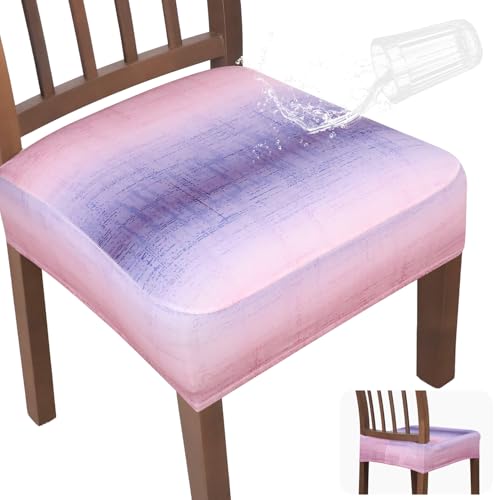 JQinHome Waterproof Dining Chair Seat Covers Set of 2 | Soft Removable Washable Chair Covers for Dining Room,Rear Gap Hook-and-Loop| Elastic Non-Slip, Full Rear Coverage | Gradient Purple - color: Gradient Purple, size: 2PC