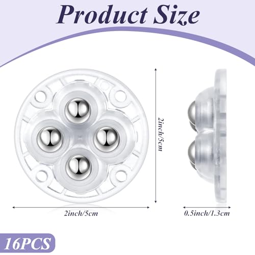Honoson Self Adhesive Caster Wheels,Clear,4 Steel,16 Pcs - color: Clear, size: 4 Steel
