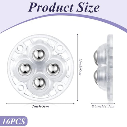 Honoson Self Adhesive Caster Wheels,Clear,4 Steel,16 Pcs - color: Clear, size: 4 Steel