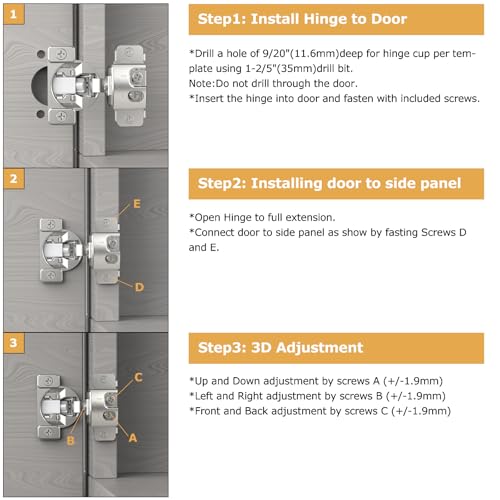 Furniware 30 Pieces 1-1/4 in Overlay Soft Close Concealed Hinge, 105 Degree - color: 30 Pieces, size: 1-1/4"