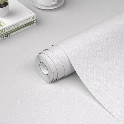 WADILE Grasscloth Peel and Stick Wallpaper 15.7in x 78.7in, Textured Contact Paper for Cabinets, Faux Linen Wall Paper Pull and Stick, Fabric Vinyl Wallpaper Self Adhesive White - color: White, size: 15.7" x 78.7"