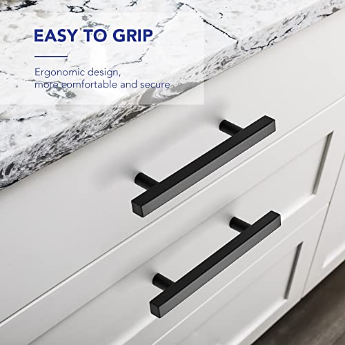 Matte Black Cabinet Handles Drawer Pulls 3.75 Inch CC 25 Pack - color: Matte Black Square T-Shaped, size: 3-3/4" Hole Center