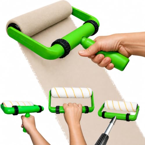 Paint Roller Kit 9 Inch with Extension Handle, Ergonomic Wall Paint Roller Frame Set, Comfortable Grip for Painting Walls, Ceilings & Fences, fits any size nap standard roller cover
